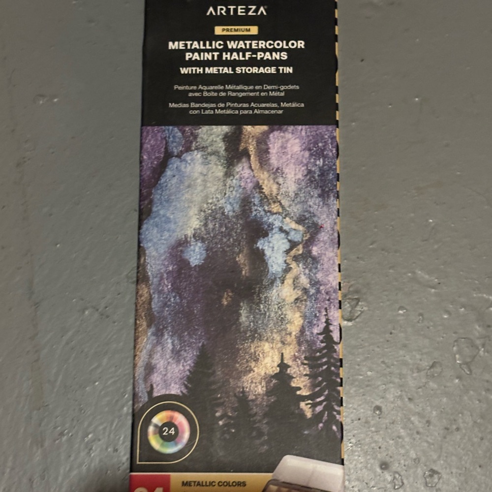 Metallic Watercolor Paint Half-Pans with Metal Storage Tin